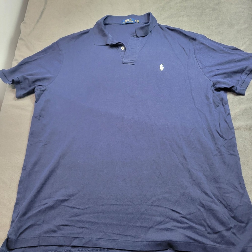 Ralph Lauren Polo Shirt Mens XL Blue Cotton Short Sleeve Embroidered Logo...